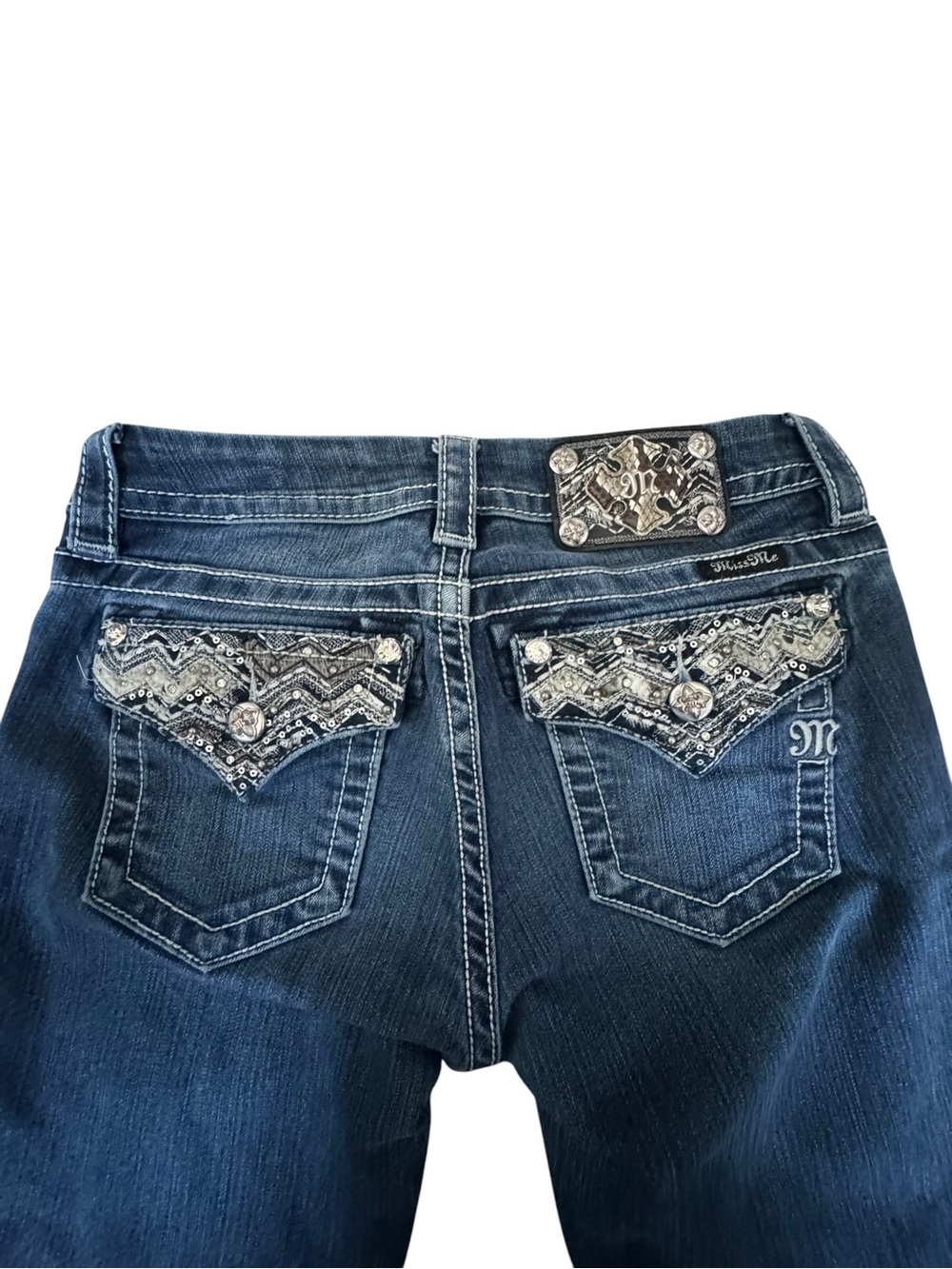 Miss Me Jeans Women’s 27 Mid Rise Skinny Embellished Sequin Y2K Western